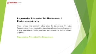 Repossession Prevention For Homeowners  Realestateassist.co.za