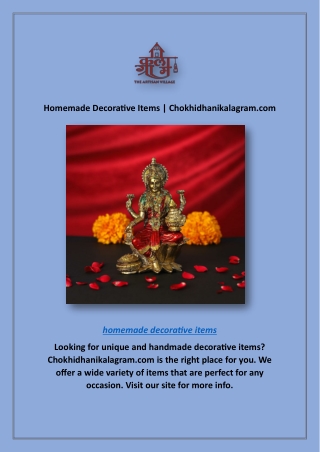 Homemade Decorative Items | Chokhidhanikalagram.com