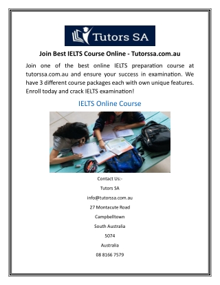 Join Best IELTS Course Online - Tutorssa.com.au