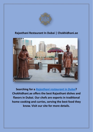 Rajasthani Restaurant In Dubai | Chokhidhani.ae