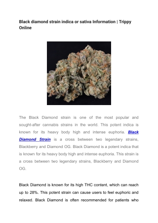 Black diamond strain indica or sativa Information _ Trippy Online