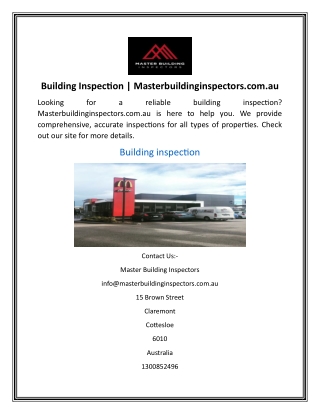 Building Inspection  Masterbuildinginspectors.com.au