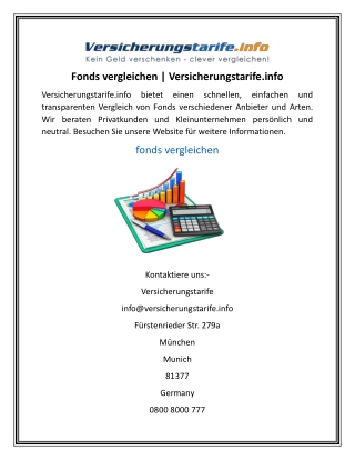 Fonds vergleichen  Versicherungstarife.info