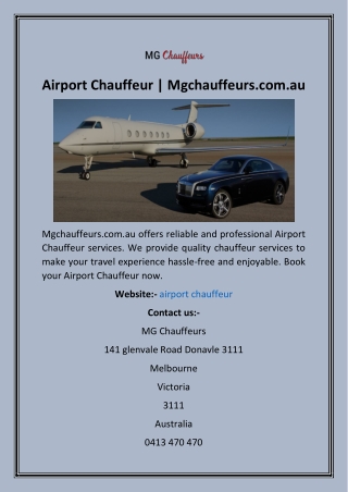 Airport Chauffeur  Mgchauffeurs.com