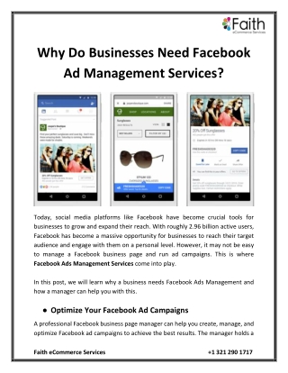 Why Do Businesses Need Facebook Ad Management Services