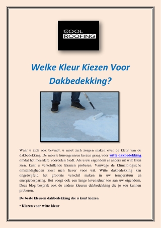 Welke Kleur Kiezen Voor Dakbedekking