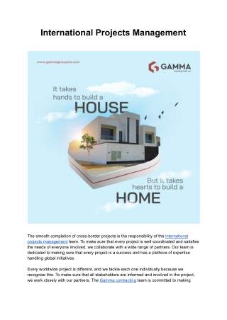 International Projects Management | Gamma Contracting