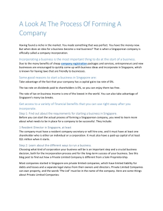 A Look At The Process Of Forming A Company