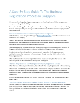 A Step-By-Step Guide To The Business Registration Process In Singapore