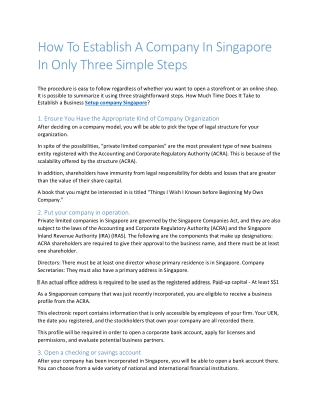 How To Establish A Company In Singapore In Only Three Simple Steps