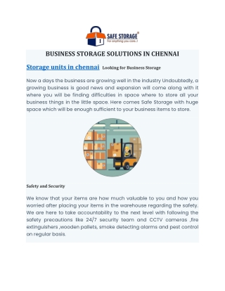 BUSINESS STORAGE SOLUTIONS IN CHENNAI