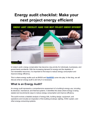 Energy audit checklist: Make your next project energy efficient