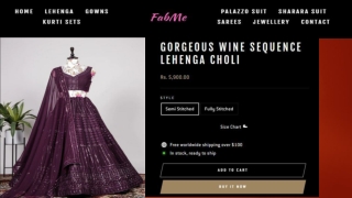 Best Price Gorgeous Wine Sequence Lehenga Choli in Canada & India