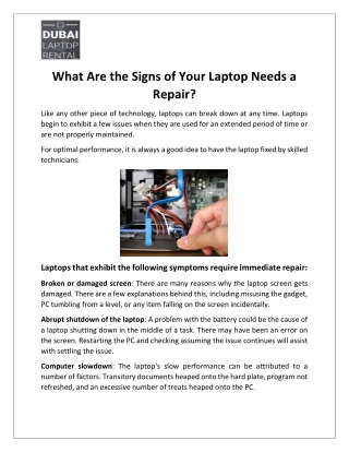 What Are the Signs of Your Laptop Needs a Repair?