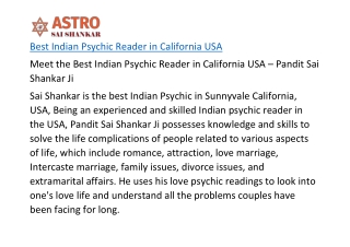 Best Indian Psychic Reader in California USA