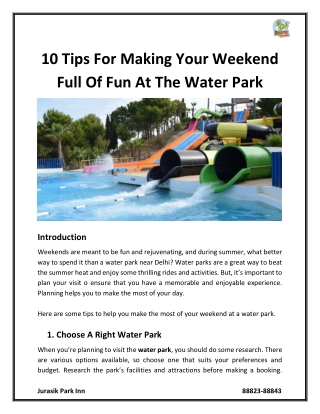 10 Tips For Making Your Weekend Full Of Fun At The Water Park