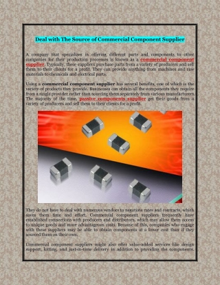 Deal with The Source of Commercial Component Supplier