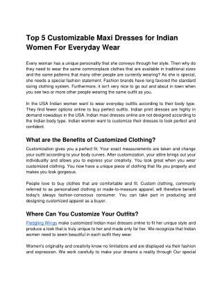 Top 5 Customizable Maxi Dresses for Indian Women For Everyday Wear