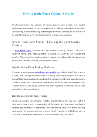 How to trade Forex Online A Guide - Inveslo