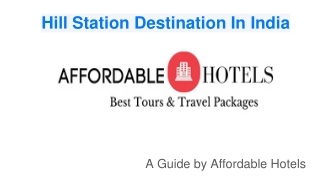Hill Station Destination In India