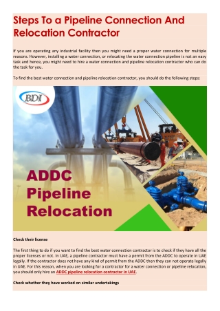 Steps To a Pipeline Connection And Relocation Contractor