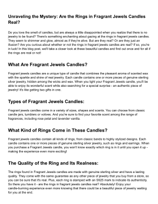 Are the rings in fragrant jewels candles real