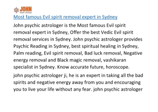 Most Famous Evil spirit removal expert in Sydney
