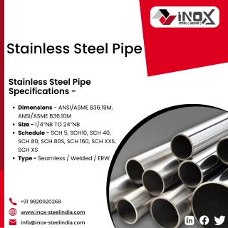 Stainless Steel Pipes| Stainless Steel Seamless Pipe| Stainless Steel 304L Pipe