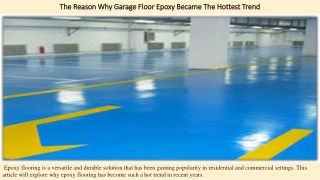 The Reason Why Garage Floor Epoxy Became The Hottest Trend