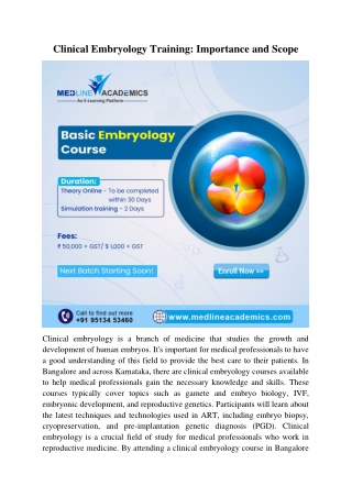 Clinical Embryology Training - Importance and Scope