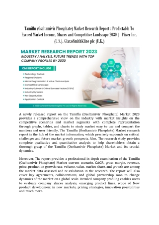 Tamiflu (Oseltamivir Phosphate) Market Research Report