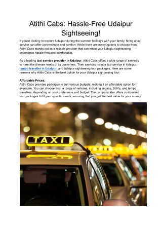 Atithi Cabs_ Hassle-Free Udaipur Sightseeing