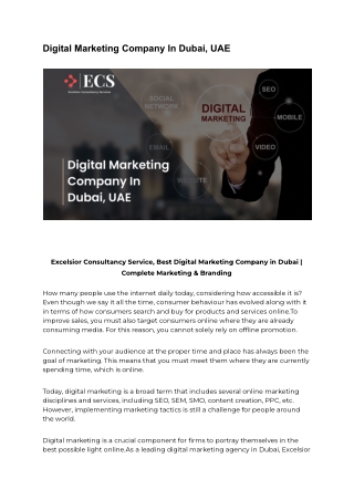 Digital Marketing Company In Dubai, UAE