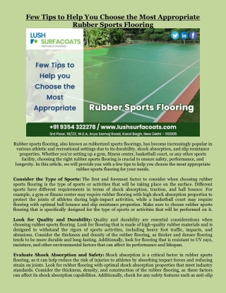 Few Tips to Help You Choose the Most Appropriate Rubber Sports Flooring