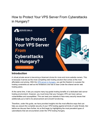 How to Protect Your VPS Server From Cyberattacks in Hungary