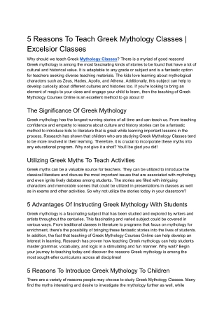 5 Reasons To Teach Greek Mythology Classes _ Excelsior Classes