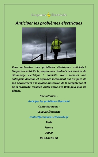 Anticiper les problèmes électriques
