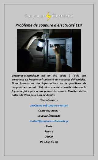 Problème de coupure d'électricité EDF
