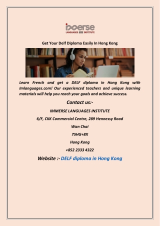 Get Your Delf Diploma Easily In Hong Kong