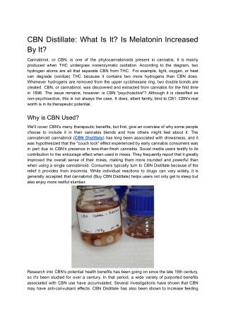 CBN Distillate: What Is It? Is Melatonin Increased By It?