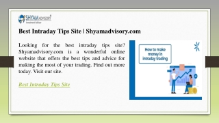 Best Intraday Tips Site | Shyamadvisory.com