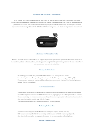 HP OfficeJet 3830 Not Printing – Troubleshooting