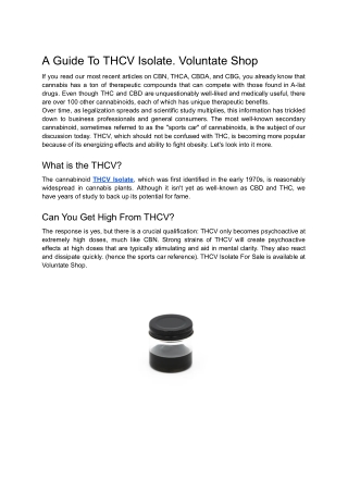 A Guide To THCV Isolate. Voluntate Shop