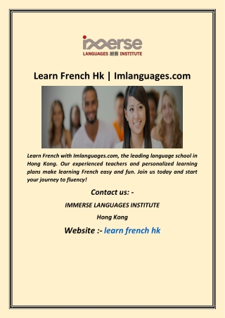 Learn French Hk  Imlanguages com