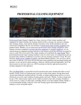 PROFESSIONAL CLEANING EQUIPMENT PCCS