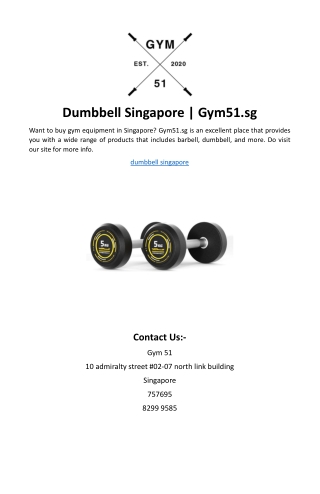 Dumbbell Singapore | Gym51.sg