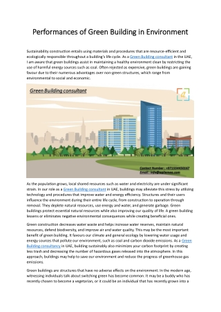 Performances of Green Building in Environment