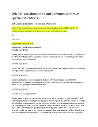 SPD 310 Collaborations and Communications in Special Education GCU