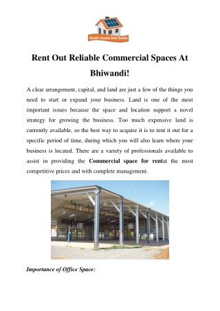 Commercial Space For Rent Bhiwandi Call-9319501503