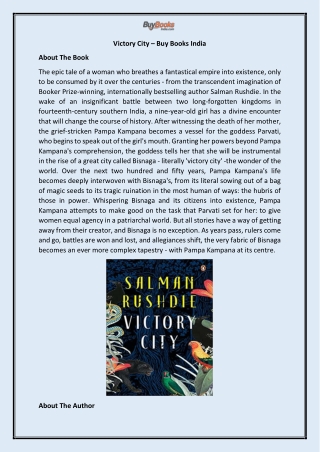 Buy Victory City, at Best Price Online - Buy Books India